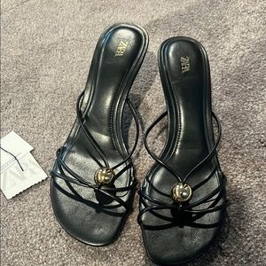Zara Black Strappy Sandals
